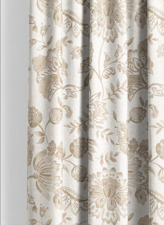 Close-up detail of beige royal garden fabric
