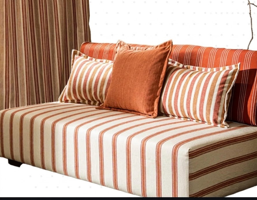 Red and white shadow stripes fabric styled detail