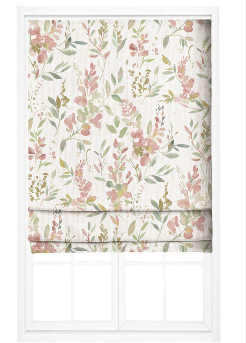Close-up detail of blush spring meadow fabric