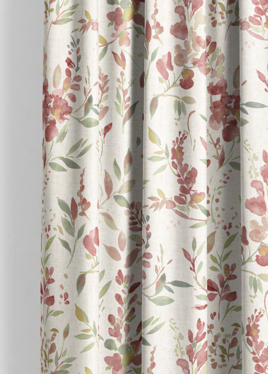 Close-up detail of crimson spring meadow fabric