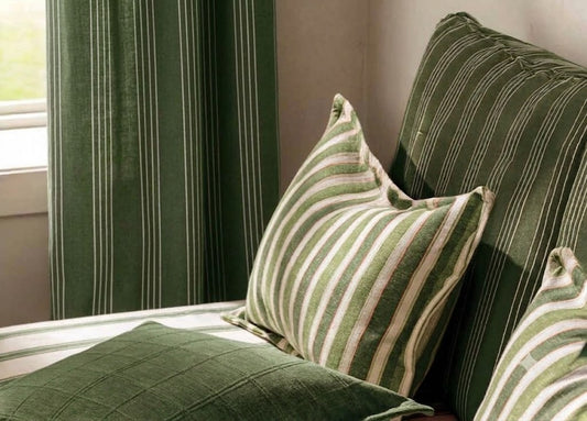 Close-up detail of green vision stripes fabric