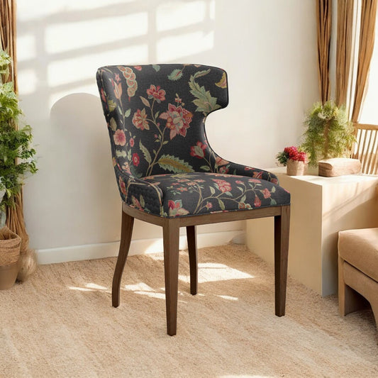 Charcoal whispering blossoms fabric upholstery detail