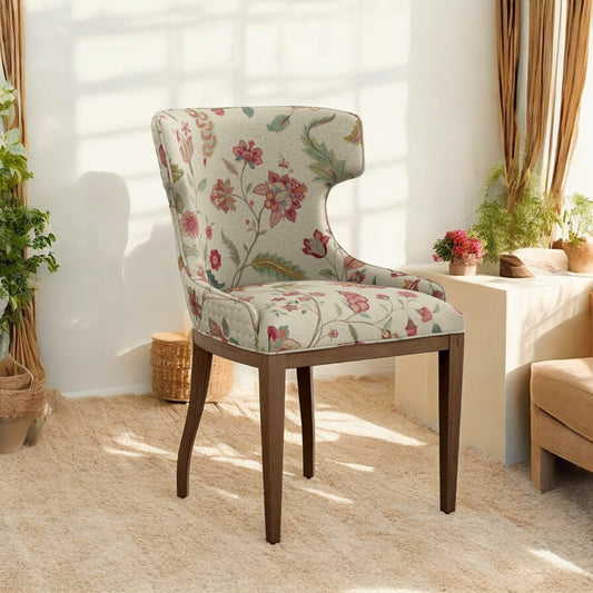 Ivory whispering blossoms fabric on upholstered chair