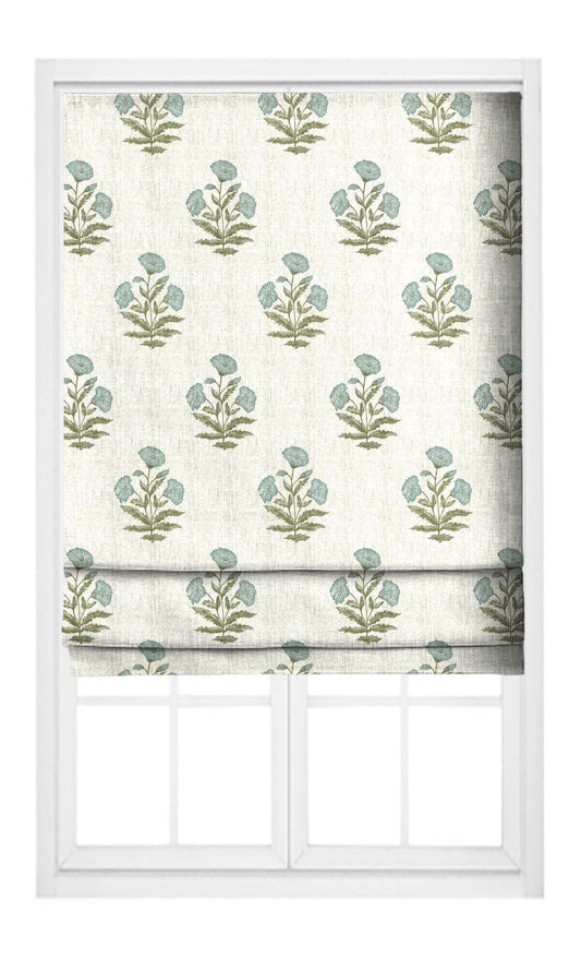 Blue flowers Wildflower Trail fabric as blinds