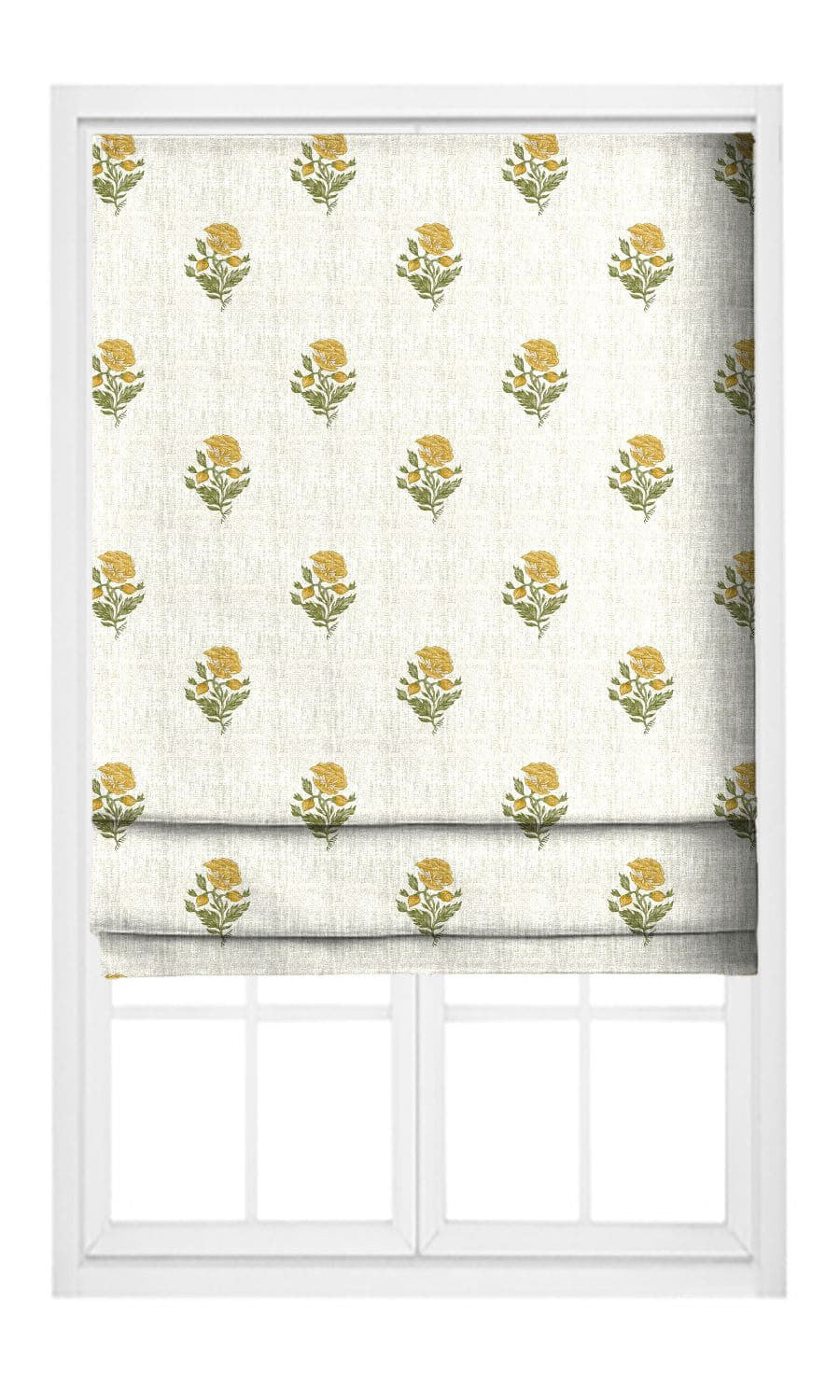Yellow flowers Wildflower Trail fabric as blinds