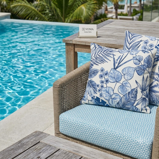 Mosaic Blue Outdoor Fabric