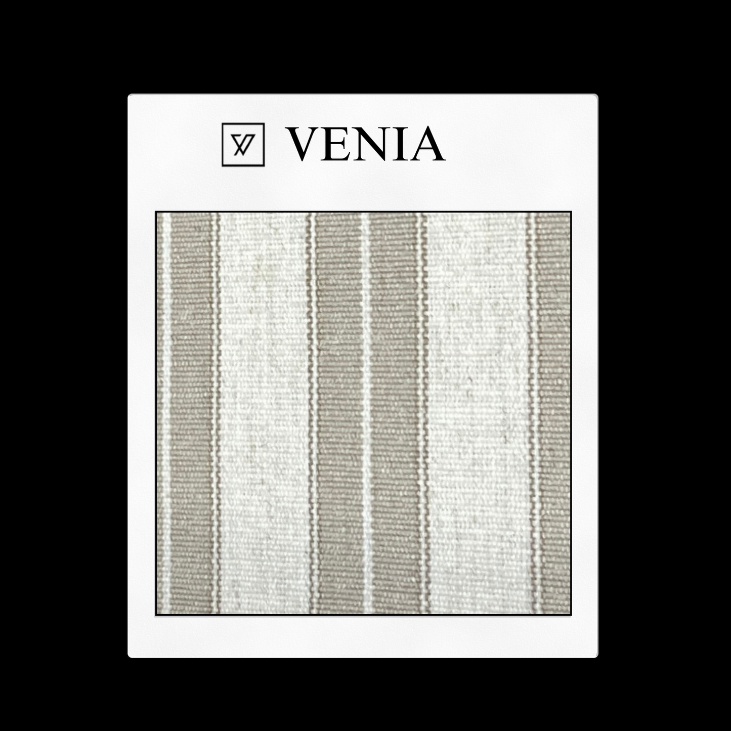 piece of curtain and upholstery fabric on a 'VENIA' monogrammed mockup