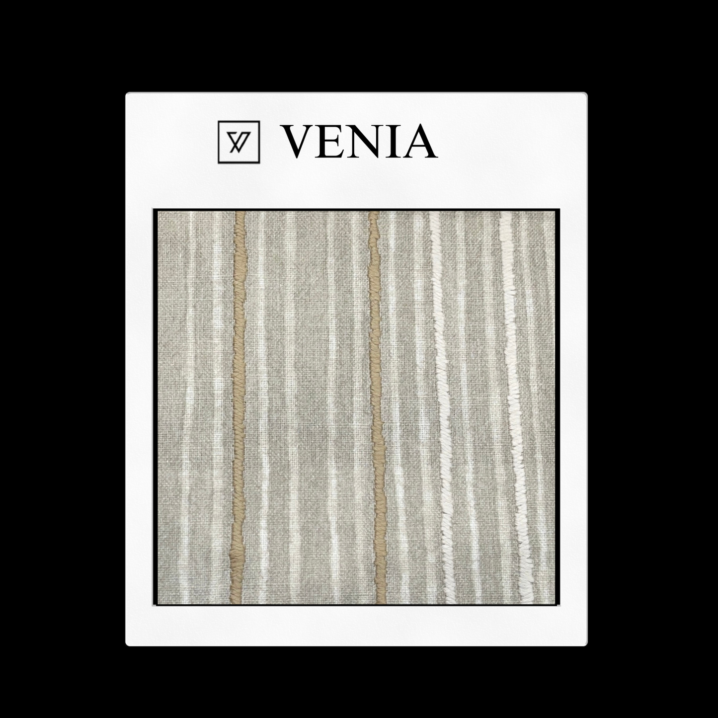 piece of curtain and upholstery fabric on a 'VENIA' monogrammed mockup