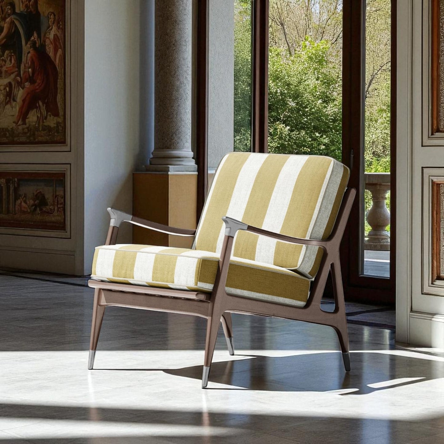 Tuxedo Stripe Fabric - Yellow & White