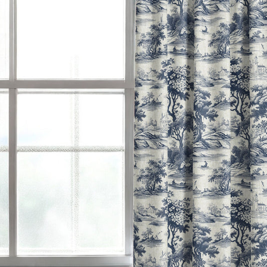 Riverbend Toile Fabric - Midnight Blue