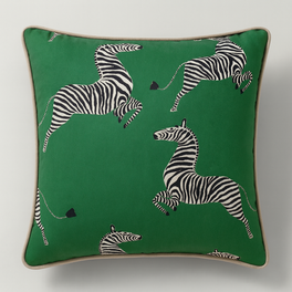 Dancing Zebra Cushion - Bottle Green