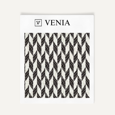 Diamond Crest Fabric - Ivory with Black detail