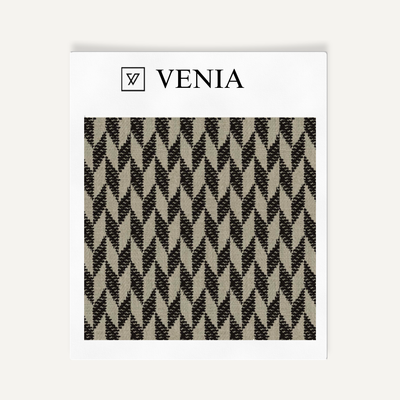 Diamond Crest Fabric - Taupe with Black detail