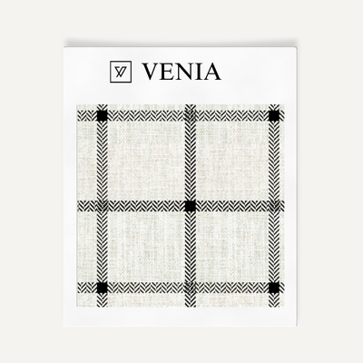 Heritage Check Fabric - Ivory with Black detail