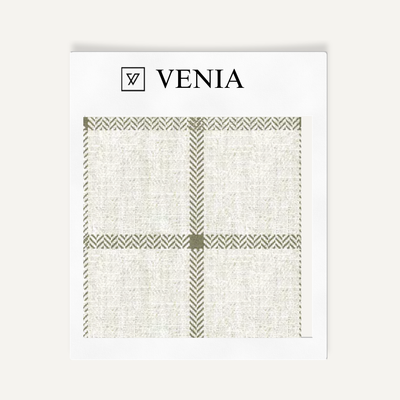 Heritage Check Fabric - Ivory with Olive detail