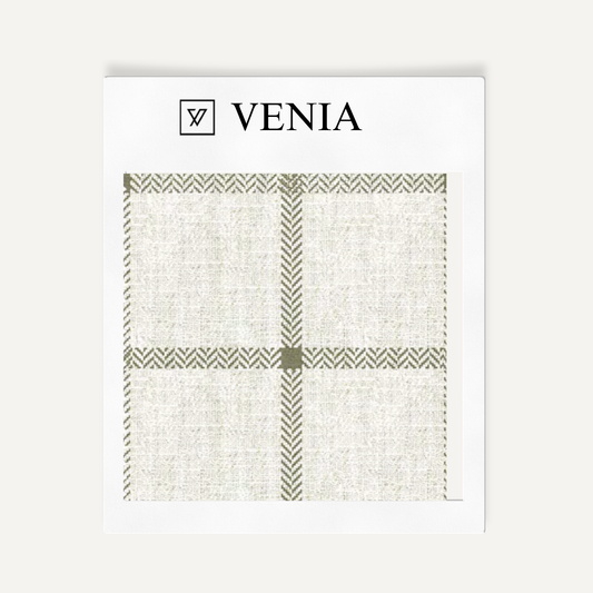 Heritage Check Fabric - Ivory with Olive detail