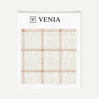 Heritage Check Fabric - Ivory with Blush Pink detail