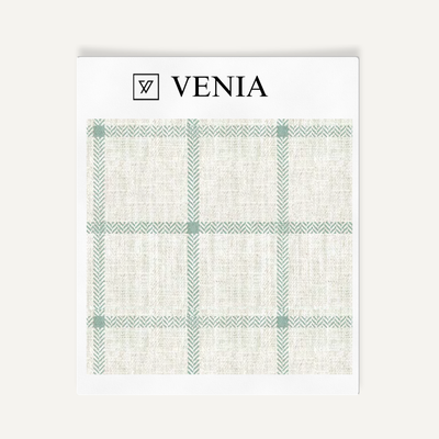 Heritage Check Fabric - Ivory with Jade Green