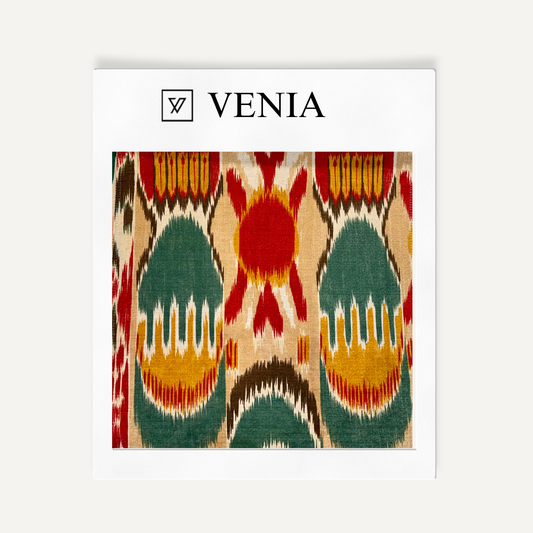 Corolla Ikat Fabric - Teal & Rust