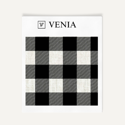 Buffalo Check Fabric - Ivory with Black detail