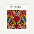Crest Ikat Fabric - Crimson Multicolour