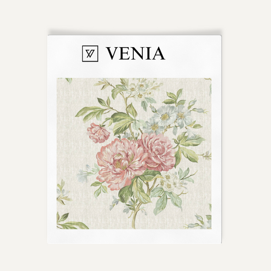 Vintage Floral Textile Fabric - Blush Pink