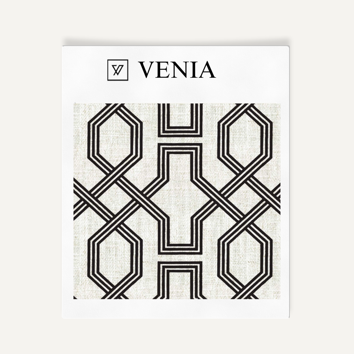Octagon Lattice Fabric - Ivory with Black detail