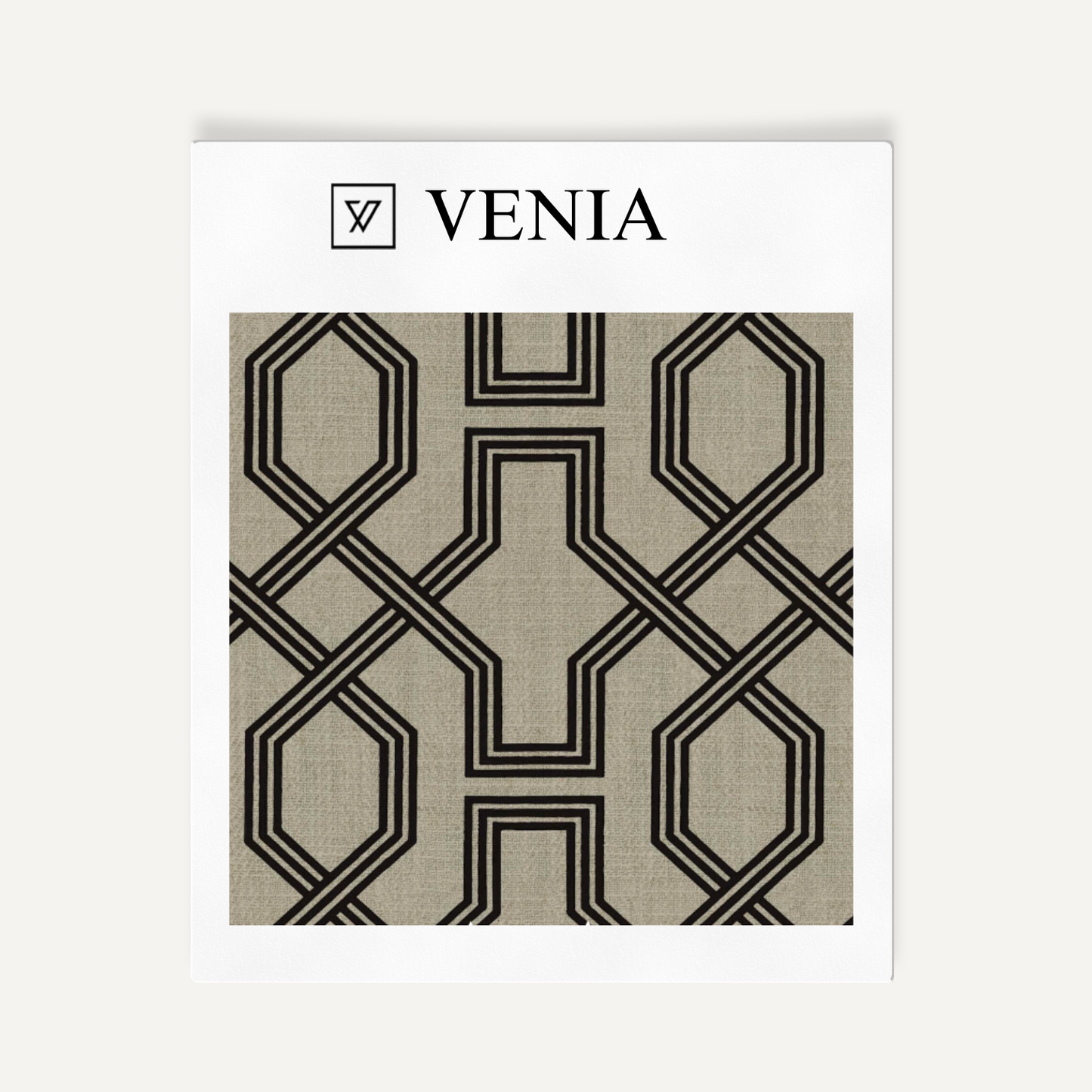 Octagon Lattice Fabric - Taupe with Black detail