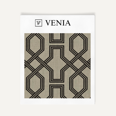 Octagon Lattice Fabric - Taupe with Black detail