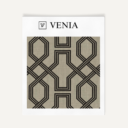 Octagon Lattice Fabric - Taupe with Black detail