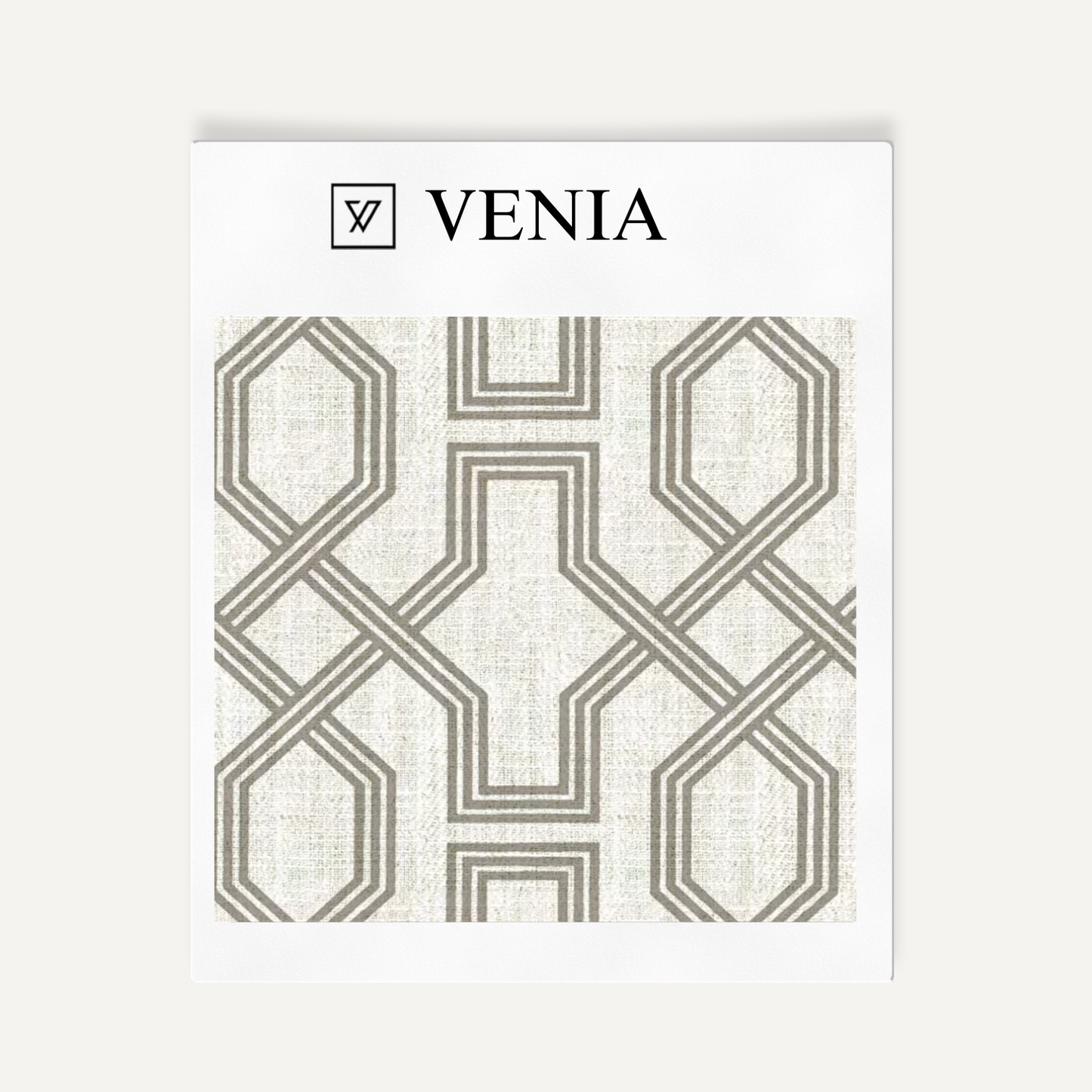 Octagon Lattice Fabric - Ivory with Grey detail