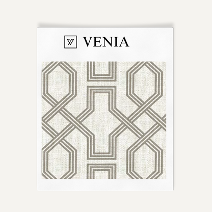 Octagon Lattice Fabric - Ivory with Grey detail