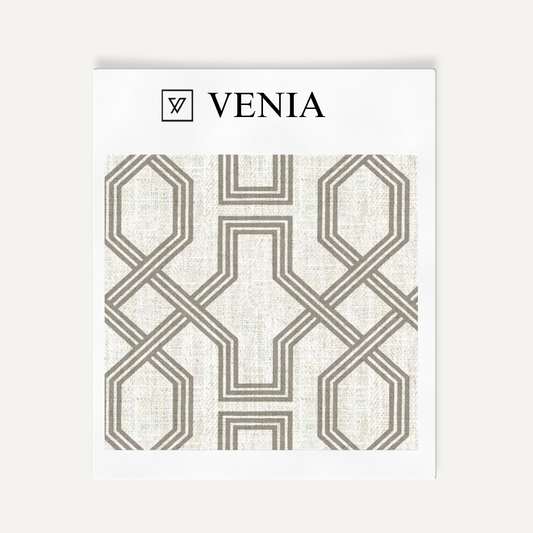 Octagon Lattice Fabric - Ivory with Grey detail