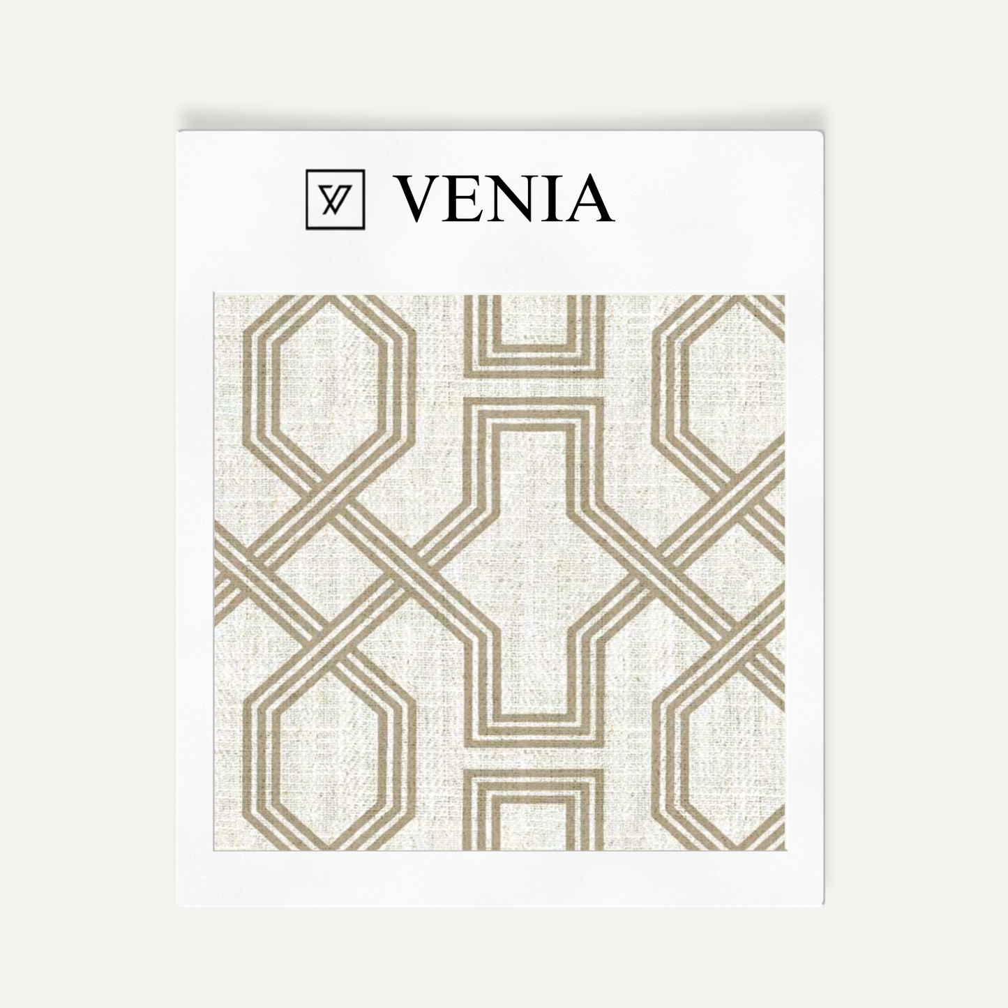 Octagon Lattice Fabric - Ivory with Beige detail