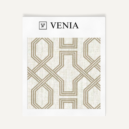 Octagon Lattice Fabric - Ivory with Beige detail