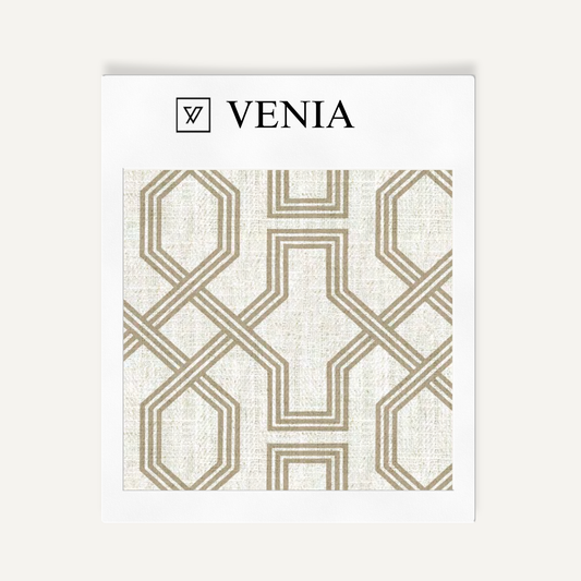 Octagon Lattice Fabric - Ivory with Beige detail