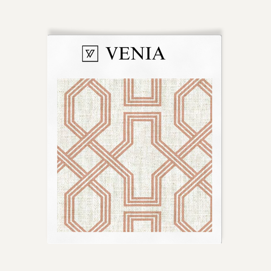 Octagon Lattice Fabric - Ivory with Blush Pink detail