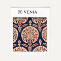 Palmette Ikat Fabric - Indigo & Red