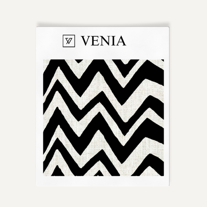 Zigzag Fabric - Ivory with Black detail