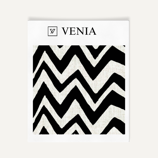 Zigzag Fabric - Ivory with Black detail