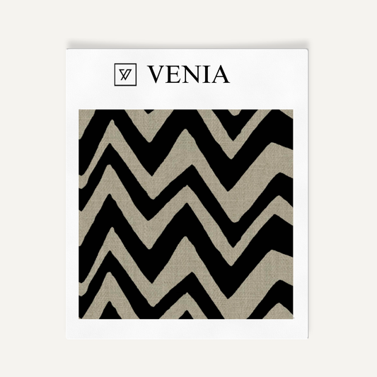 Zigzag Fabric - Taupe with Black detail