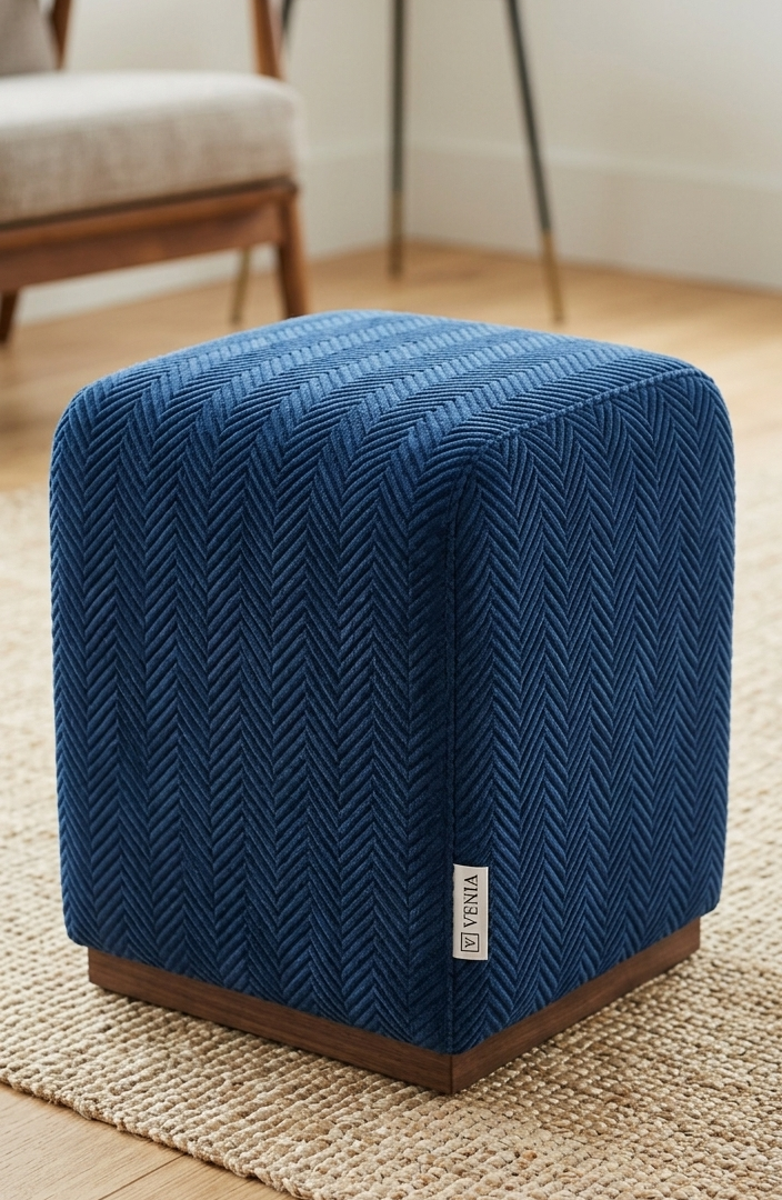 Textured Chevron Fabric – Indigo Blue