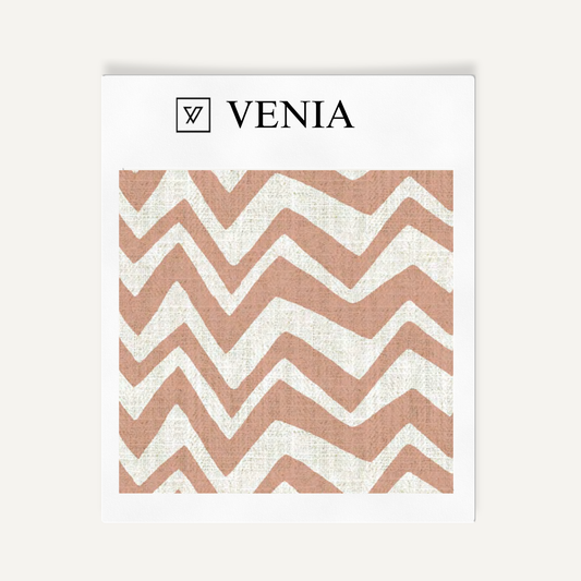 Zigzag Fabric - Ivory with Blush pink detail