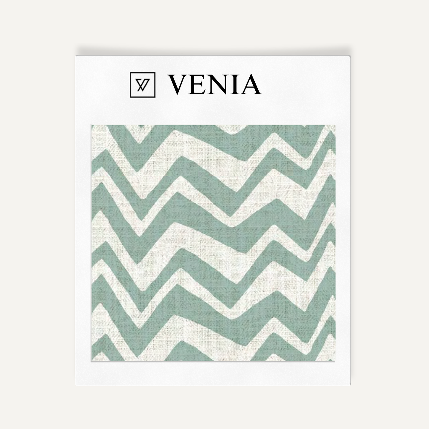 Zigzag Fabric - Ivory with Jade Green detail