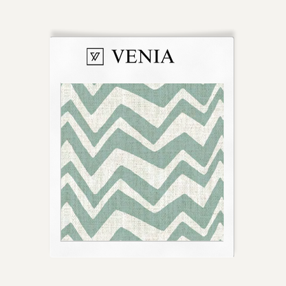 Zigzag Fabric - Ivory with Jade Green detail