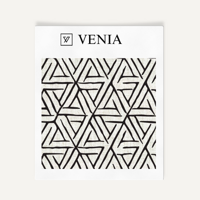 Triad Maze Fabric - Ivory with Black detail