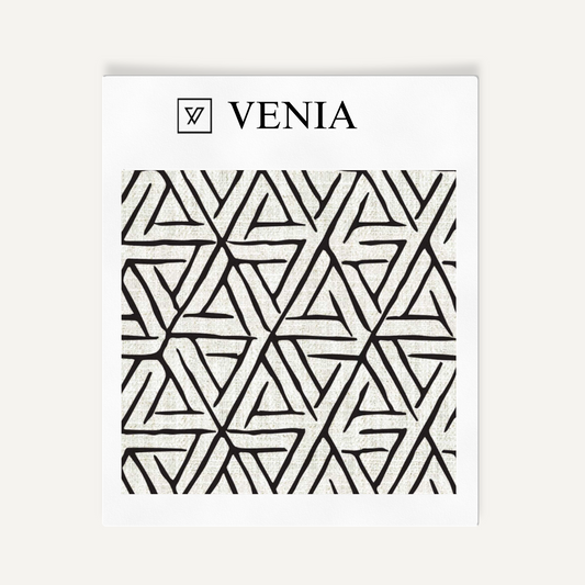 Triad Maze Fabric - Ivory with Black detail
