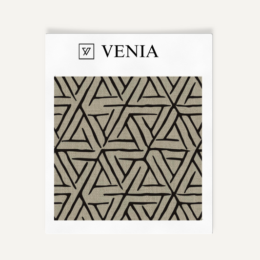 Triad Maze Fabric - Taupe with Black detail
