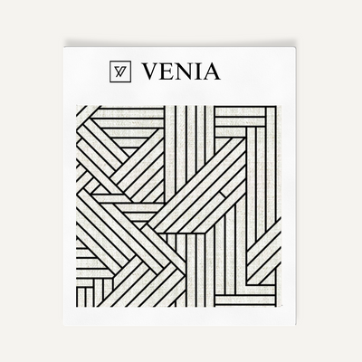 Panel Weave Fabric - Ivory with Black detail