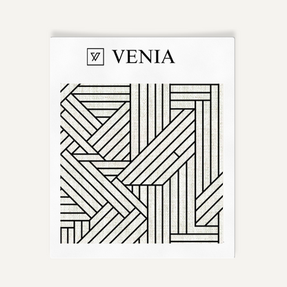 Panel Weave Fabric - Ivory with Black detail